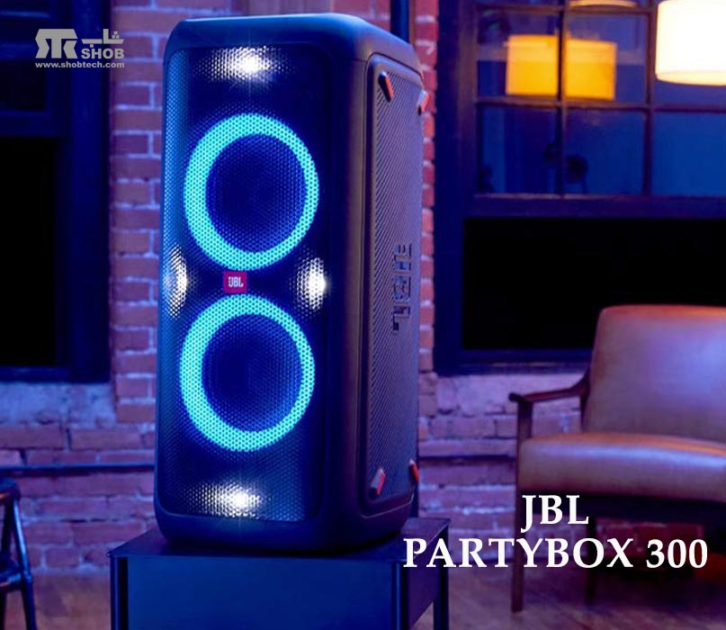 پخش کننده موسیقی بلوتوثی قابل حمل با رقص نور جی بی ال مدل پارتی باکس PartyBox 300